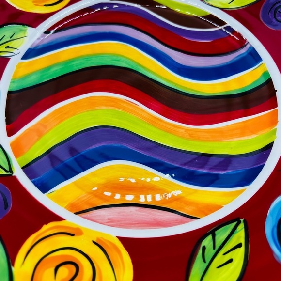 HAUSENWARE DESIGNED BY MARY ROSE YOUNG BRIGHT COLORFUL 13” BOWL - Picture 8 of 12